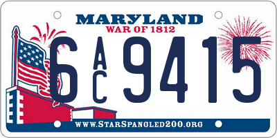MD license plate 6AC9415