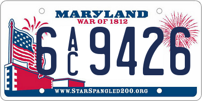 MD license plate 6AC9426