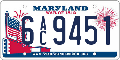 MD license plate 6AC9451
