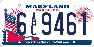 MD license plate 6AC9461