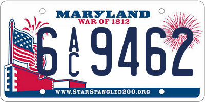 MD license plate 6AC9462