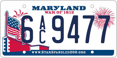 MD license plate 6AC9477