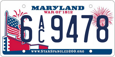 MD license plate 6AC9478