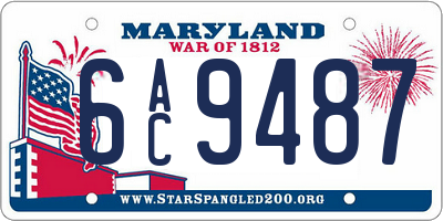 MD license plate 6AC9487