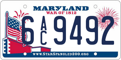 MD license plate 6AC9492