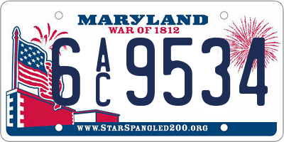 MD license plate 6AC9534