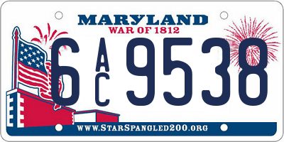 MD license plate 6AC9538