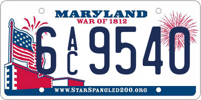 MD license plate 6AC9540