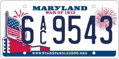 MD license plate 6AC9543