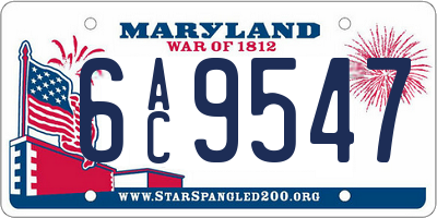 MD license plate 6AC9547