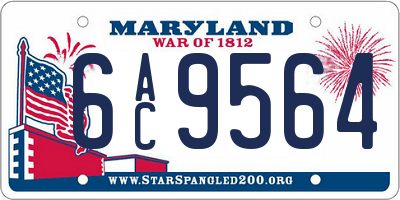 MD license plate 6AC9564