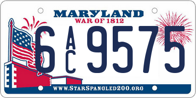 MD license plate 6AC9575