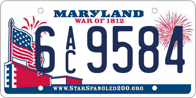 MD license plate 6AC9584