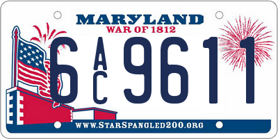 MD license plate 6AC9611