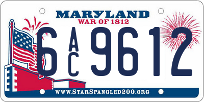 MD license plate 6AC9612