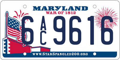 MD license plate 6AC9616