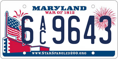MD license plate 6AC9643