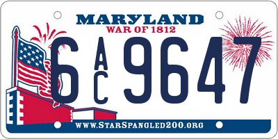 MD license plate 6AC9647