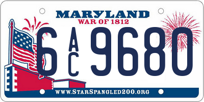 MD license plate 6AC9680