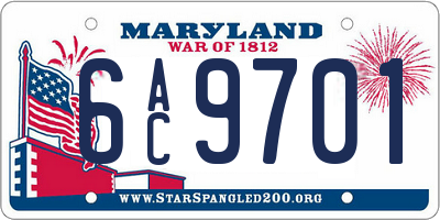 MD license plate 6AC9701