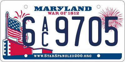 MD license plate 6AC9705