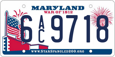 MD license plate 6AC9718