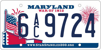 MD license plate 6AC9724