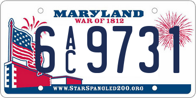 MD license plate 6AC9731
