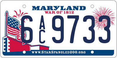 MD license plate 6AC9733