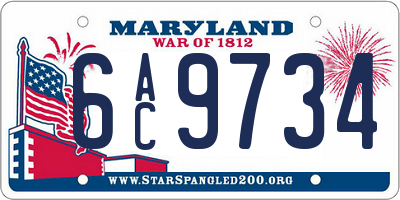 MD license plate 6AC9734