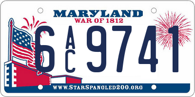 MD license plate 6AC9741