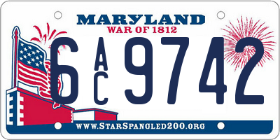 MD license plate 6AC9742