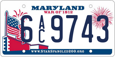 MD license plate 6AC9743