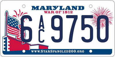 MD license plate 6AC9750