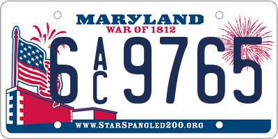 MD license plate 6AC9765