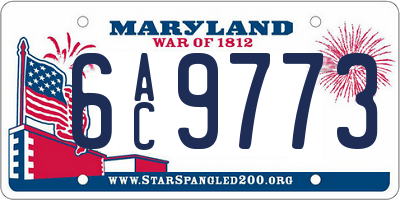 MD license plate 6AC9773