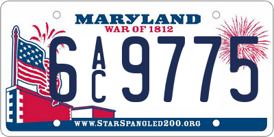 MD license plate 6AC9775
