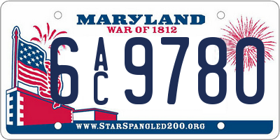 MD license plate 6AC9780