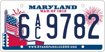 MD license plate 6AC9782