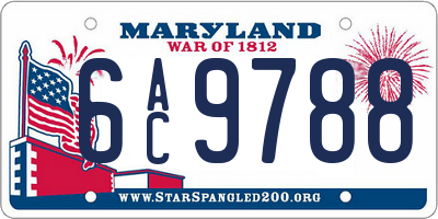 MD license plate 6AC9788