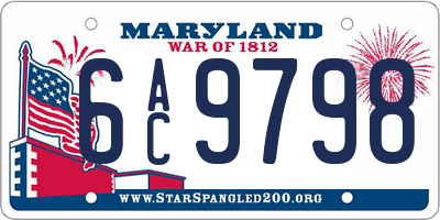 MD license plate 6AC9798