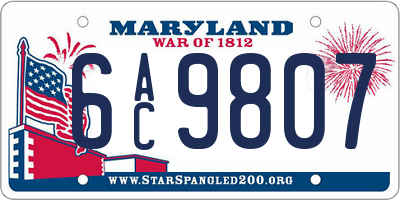MD license plate 6AC9807