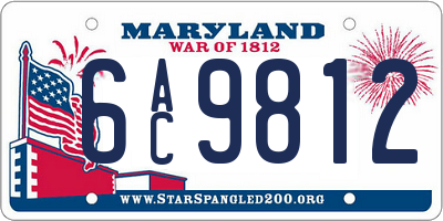 MD license plate 6AC9812