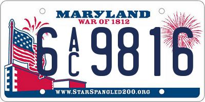 MD license plate 6AC9816