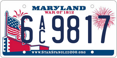 MD license plate 6AC9817