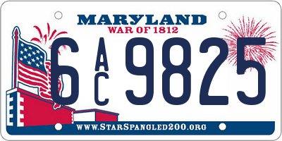 MD license plate 6AC9825