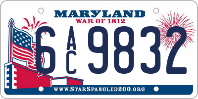 MD license plate 6AC9832