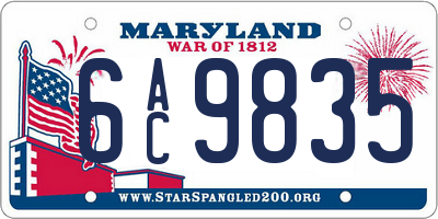 MD license plate 6AC9835