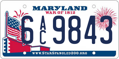 MD license plate 6AC9843