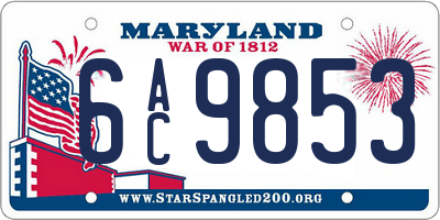 MD license plate 6AC9853